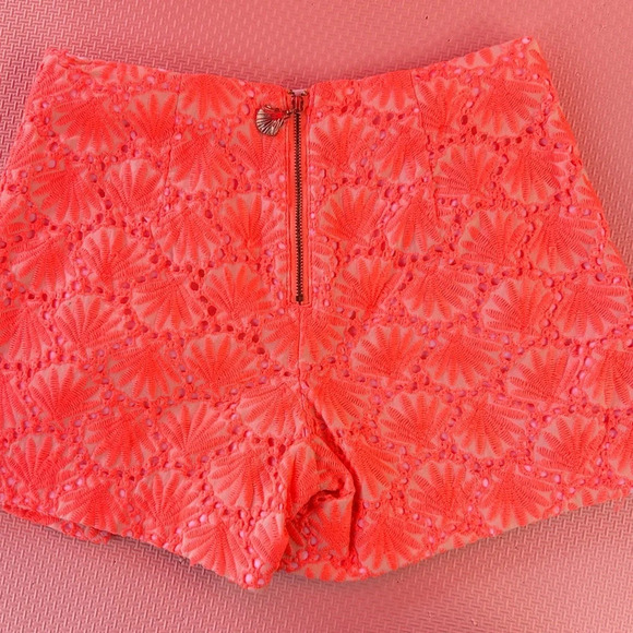 Lilly Pulitzer Marii Seashell Eyelet Mini Skirt Skort Neon Orange 00 - Picture 4 of 5